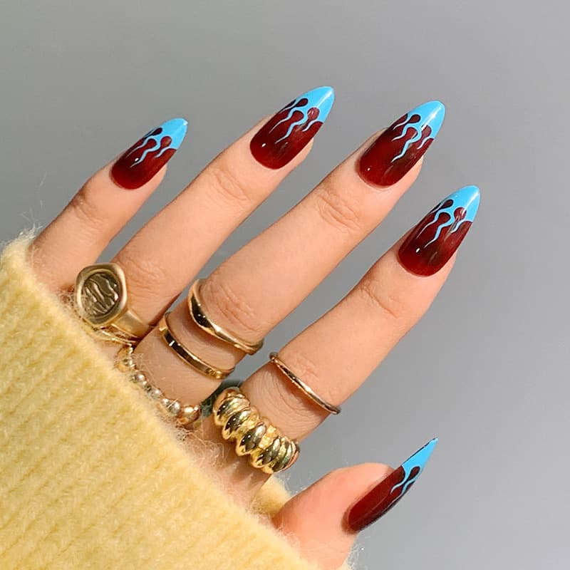 French Flame Press On Nails